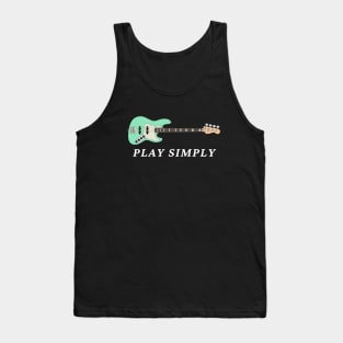 Play Simply Bass Guitar Surf Green Color Tank Top